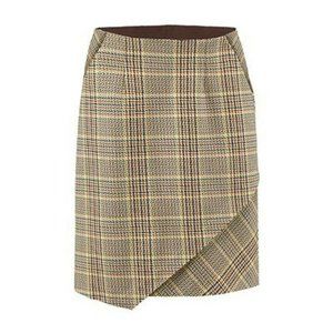 cabi Plaid Skirt - Tan/Green -  Size Medium (M) - Washable